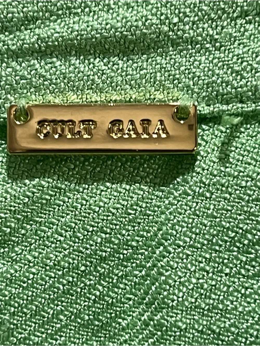 Cult Gaia Mint Green Tie Front Puff Sleeve Top Size S